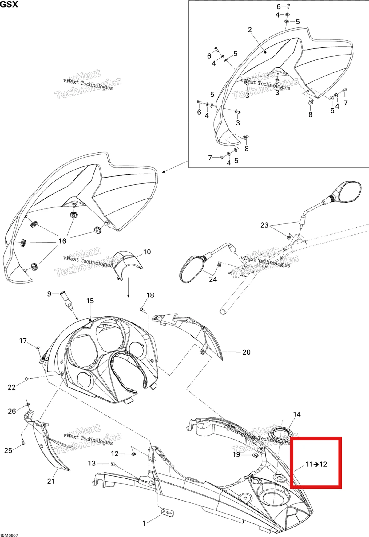 Деталь 517303097 на схеме узла 2006 Ski-Doo GSX 600 HO SDI Windshield And Console