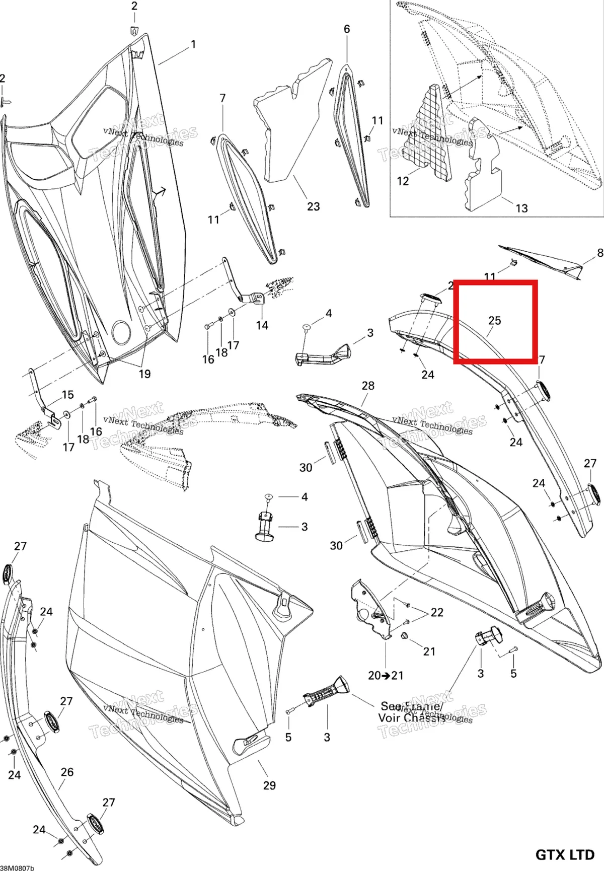 Деталь 517303248 на схеме узла 2008 Ski-Doo GTX LTD 600 HO SDI Hood Ltd