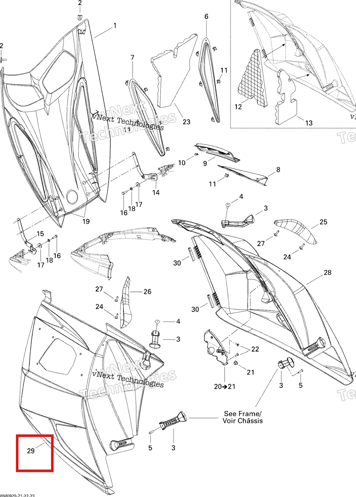Деталь 517303255 на схеме узла 2009 Ski-Doo GSX Fan Hood
