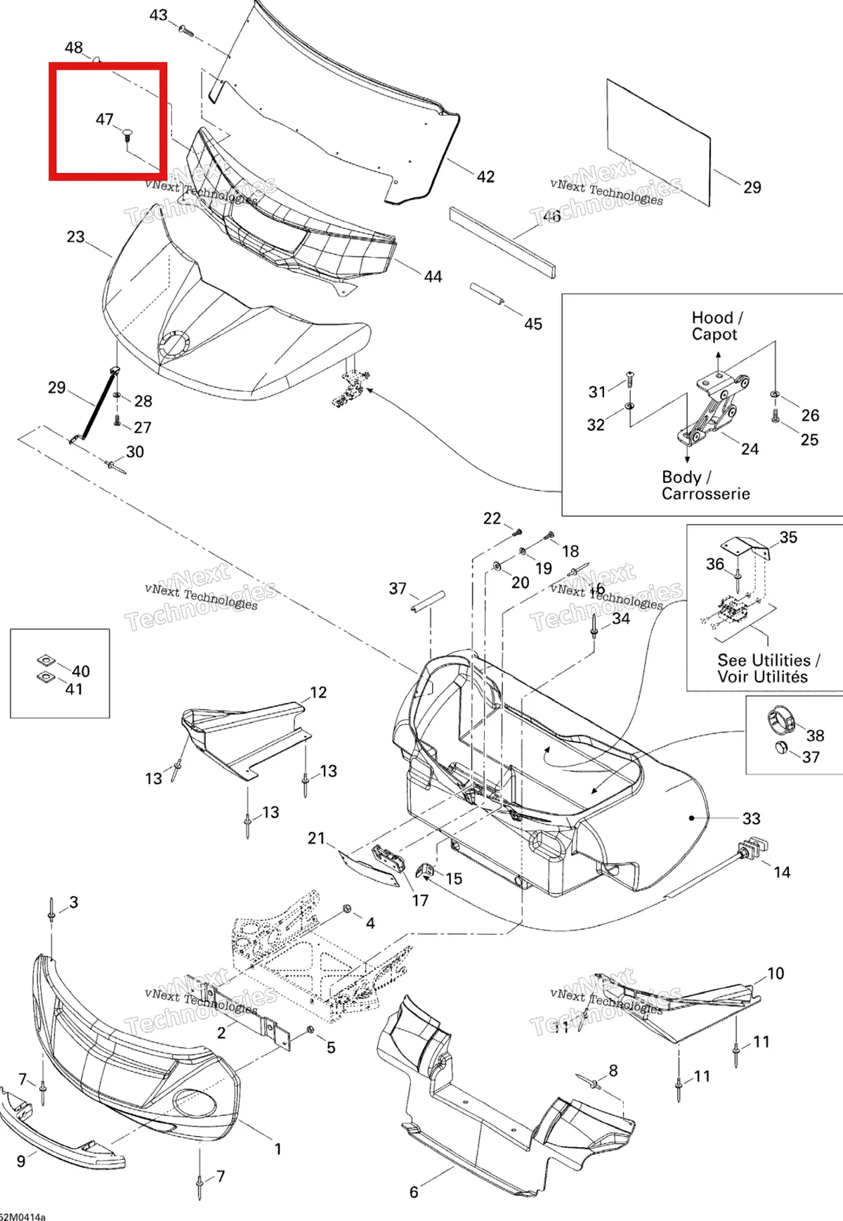 Деталь 517303276 на схеме узла 2004 Ski-Doo Elite 1500 1st Edition Body Front And Accessories