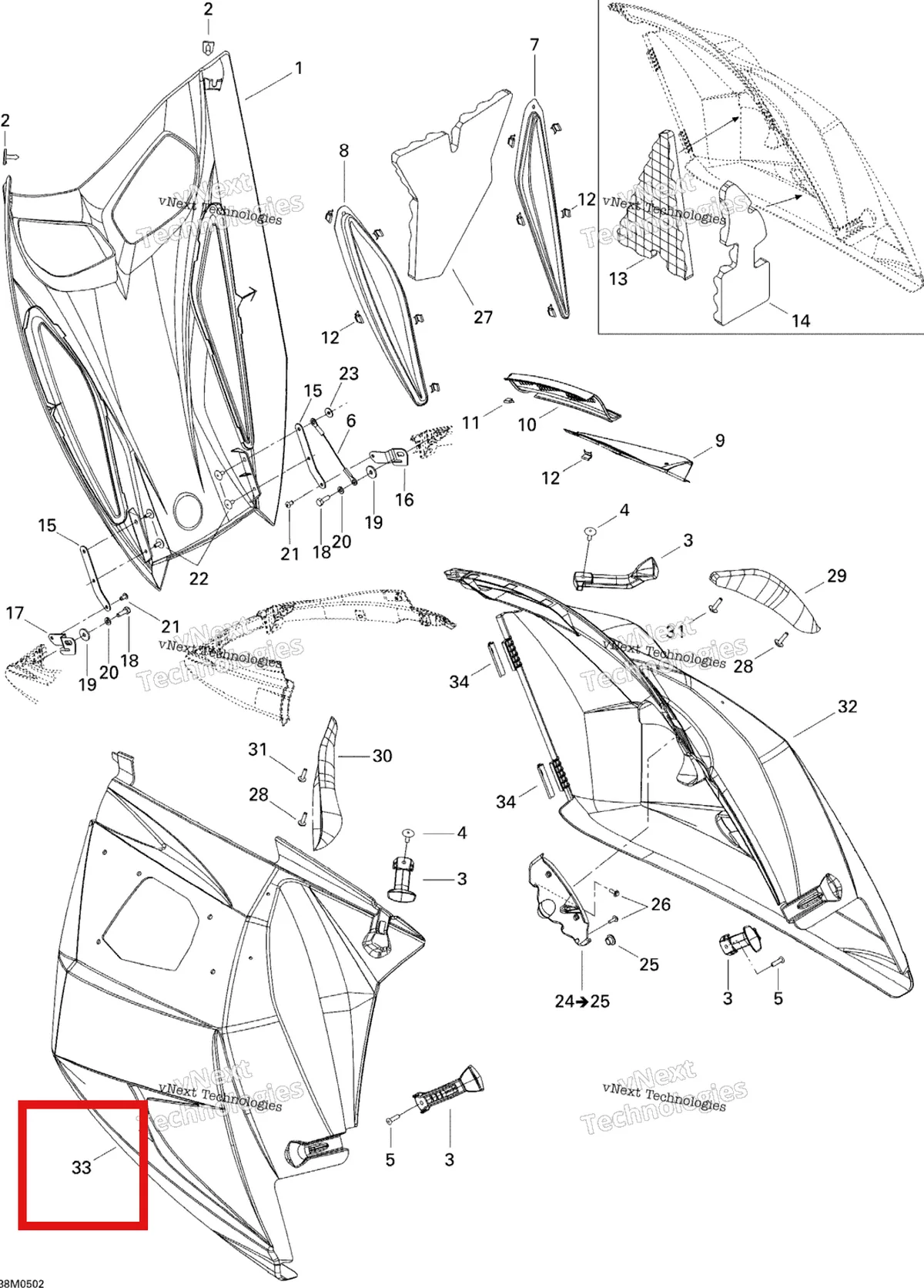 Деталь 517303320 на схеме узла 2005 Ski-Doo GSX 380F Hood