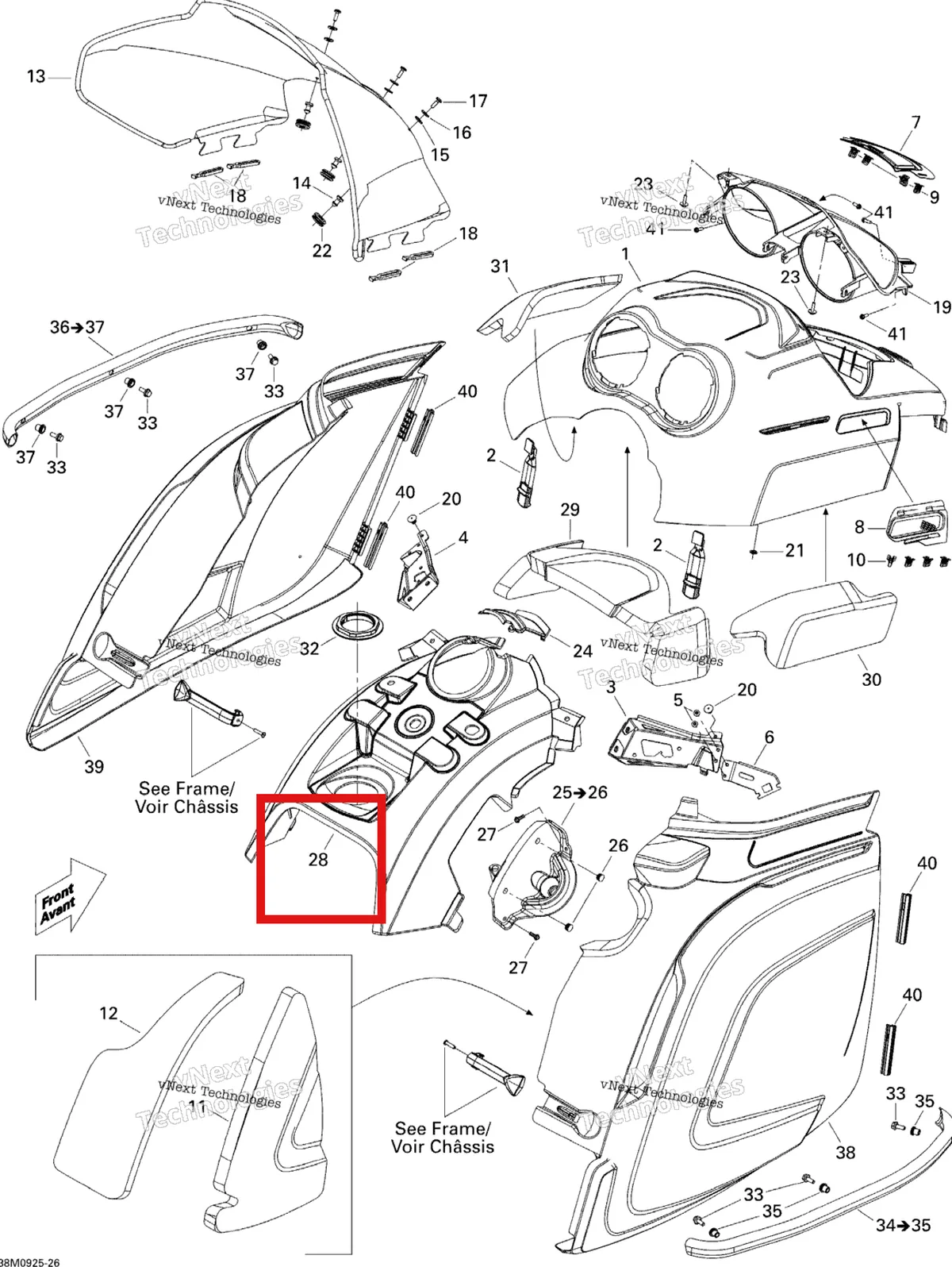 Деталь 517303349 на схеме узла 2009 Ski-Doo Skandic Tundra LT 550F Hood