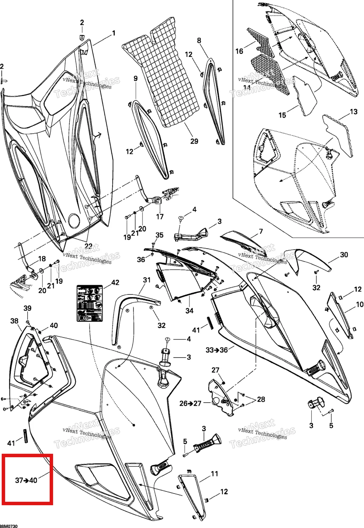 Деталь 517303359 на схеме узла 2007 Ski-Doo MACH Z Adrenaline Hood