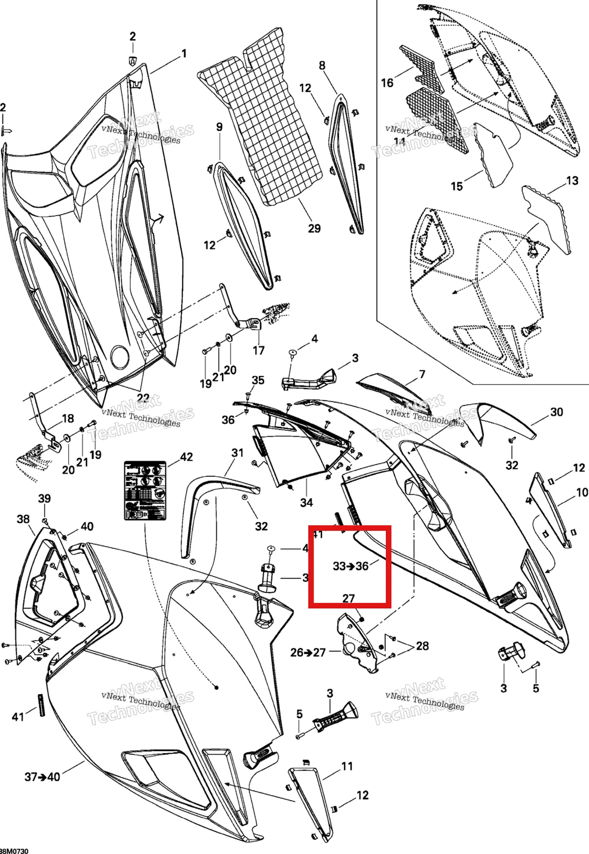 Деталь 517303361 на схеме узла 2007 Ski-Doo MACH Z Adrenaline Hood