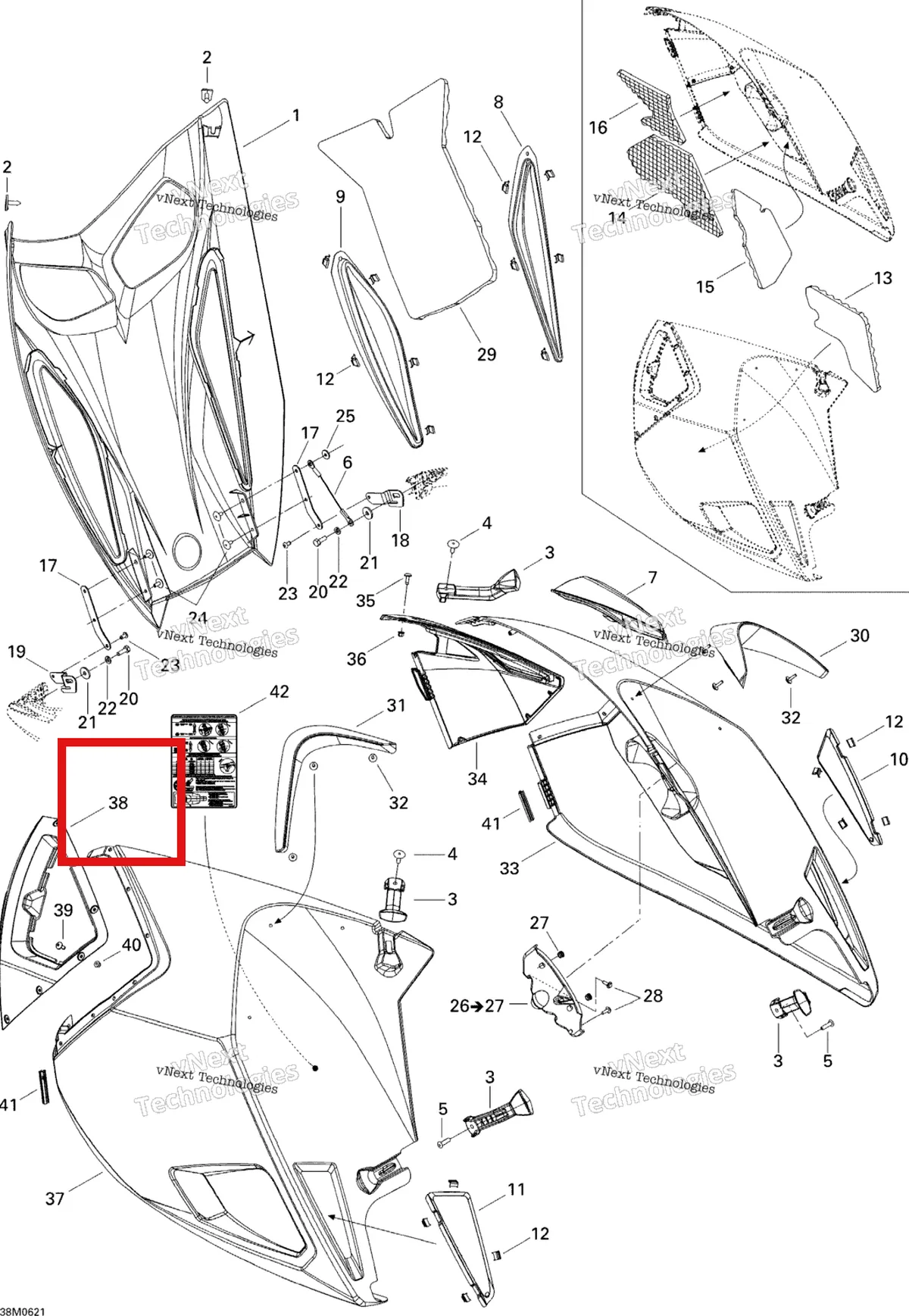 Деталь 517303371 на схеме узла 2006 Ski-Doo Summit 1000 SDI, Highmark & Highmark X Hood