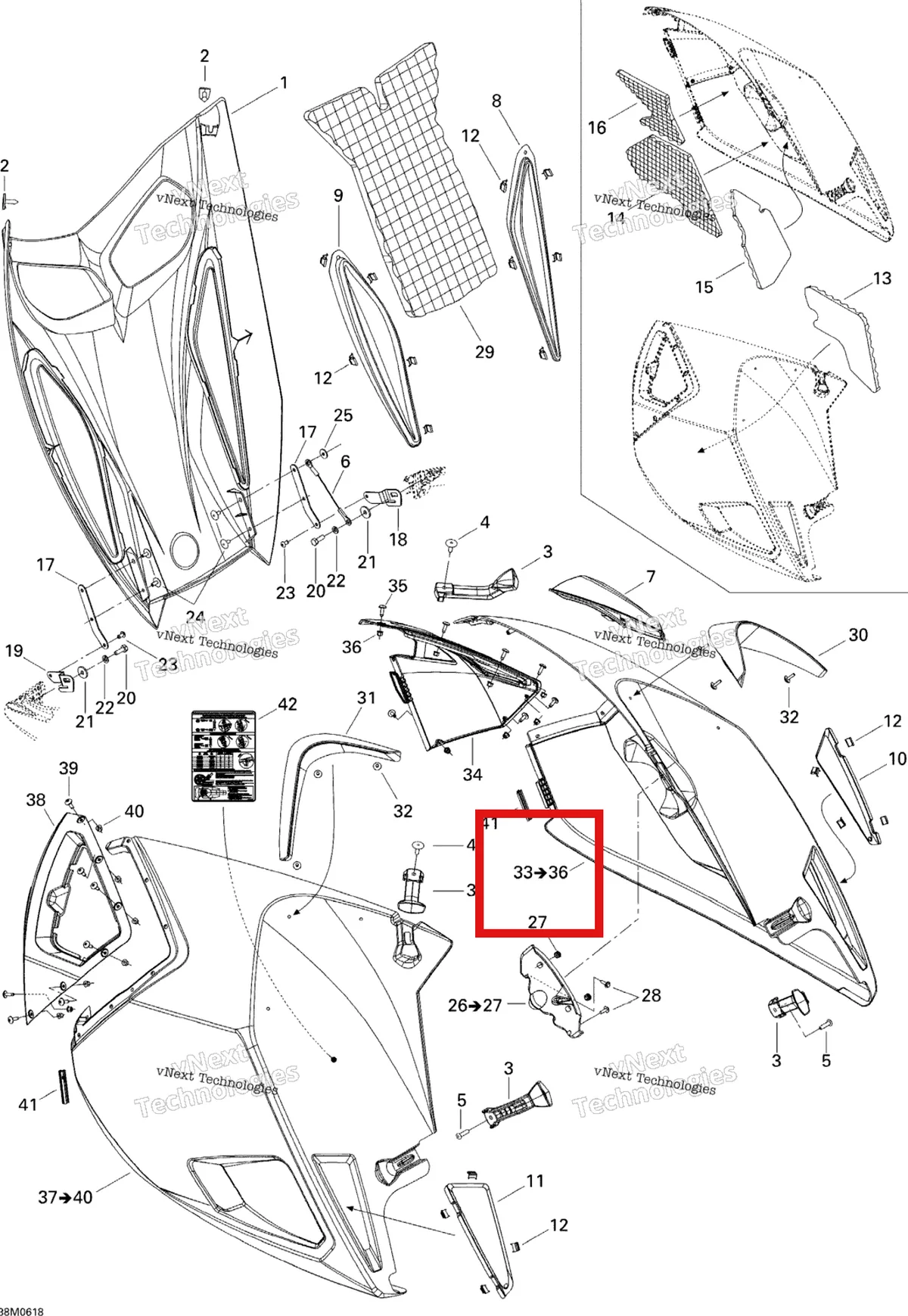 Деталь 517303375 на схеме узла 2006 Ski-Doo Mach Z 1000 SDI Adrenaline & X Hood