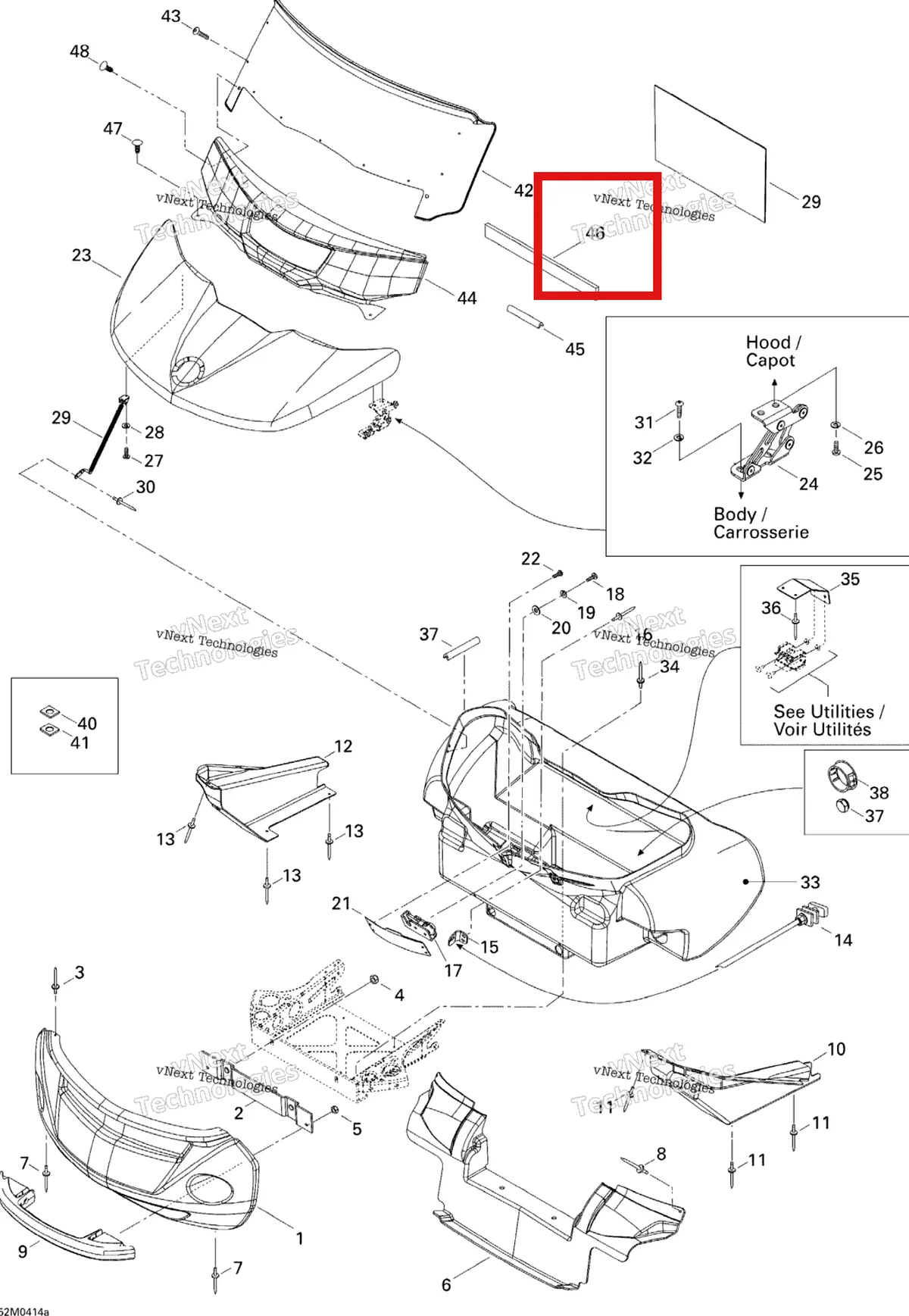 Деталь 517303427 на схеме узла 2004 Ski-Doo Elite 1500 1st Edition Body Front And Accessories