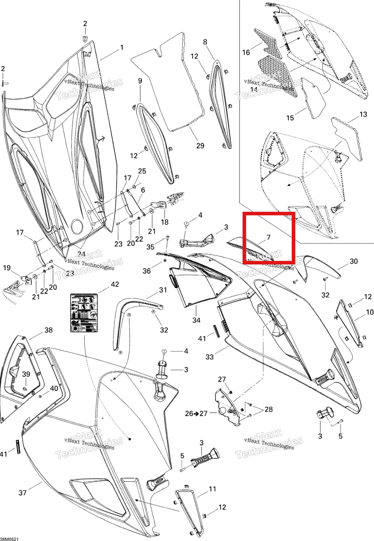 Деталь 517303435 на схеме узла 2005 Ski-Doo Summit 1000 SDI, Highmark & Highmark X Hood