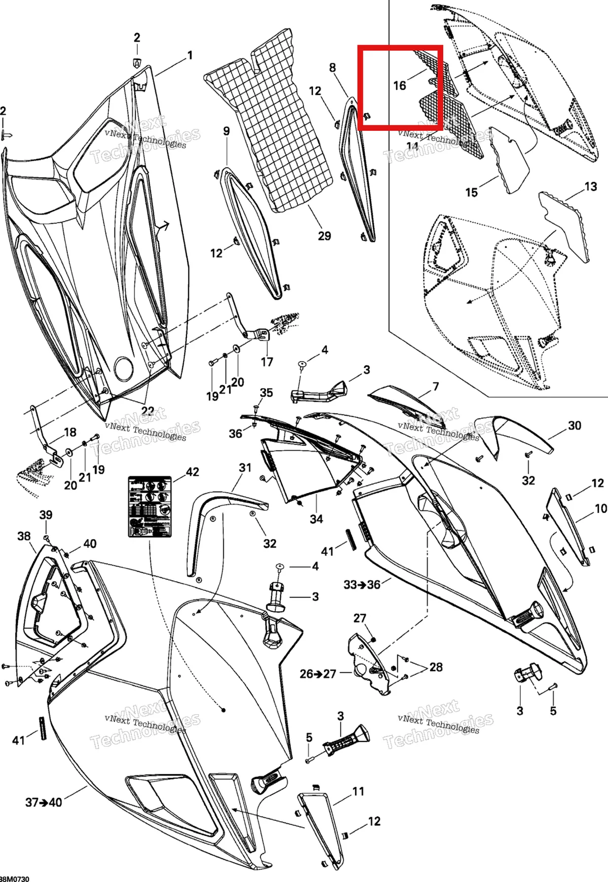 Деталь 517303454 на схеме узла 2007 Ski-Doo MACH Z Adrenaline Hood