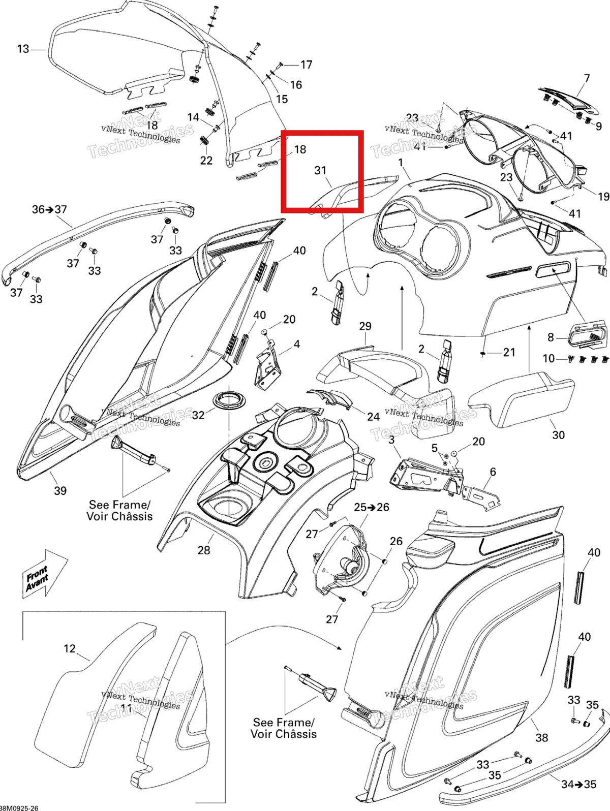 Деталь 517303487 (Деталь Lh Hood Foam) на схеме узла 2009 Ski-Doo Skandic Tundra LT 550F Hood