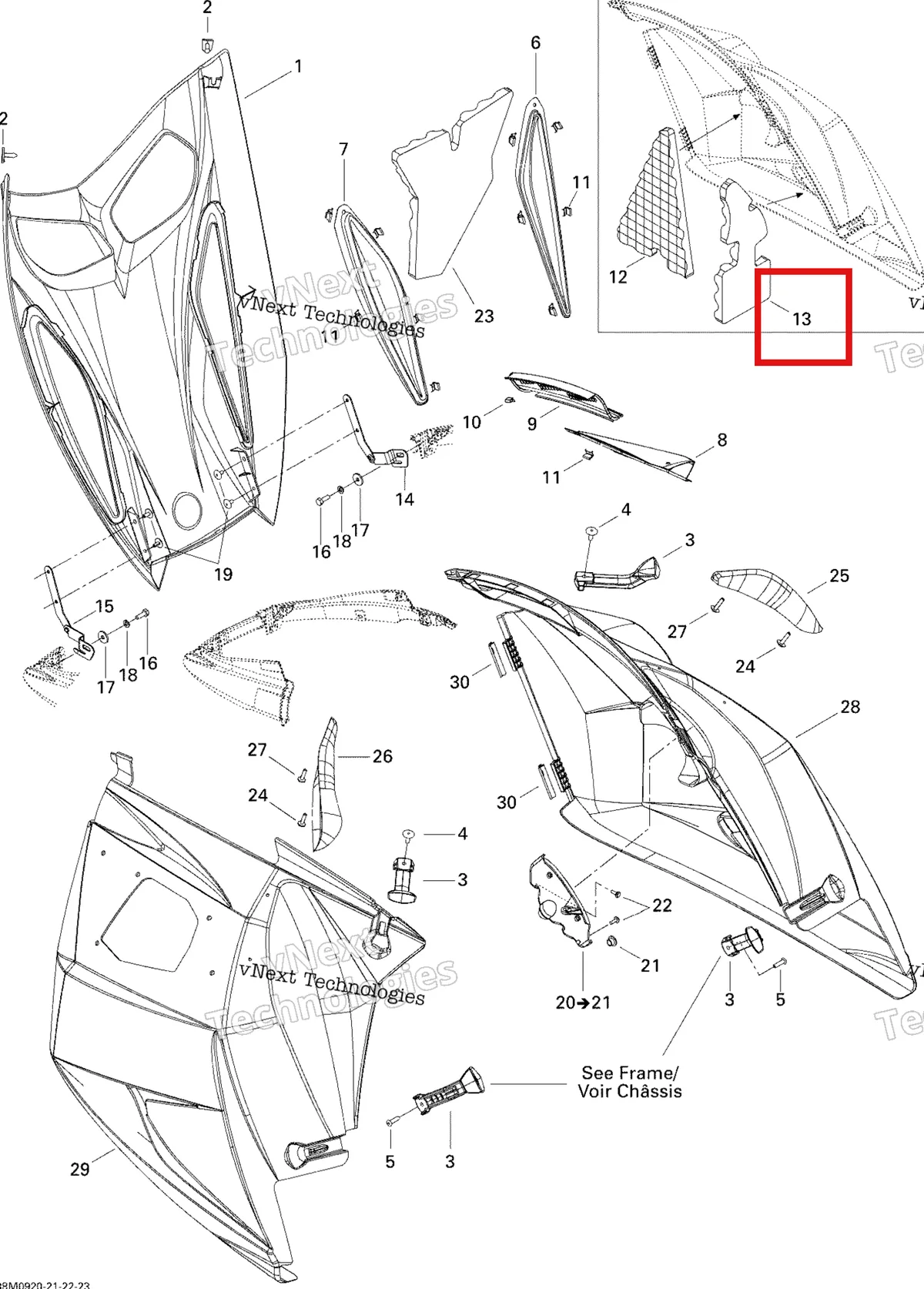 Деталь 517303492 на схеме узла 2009 Ski-Doo GSX Fan Hood