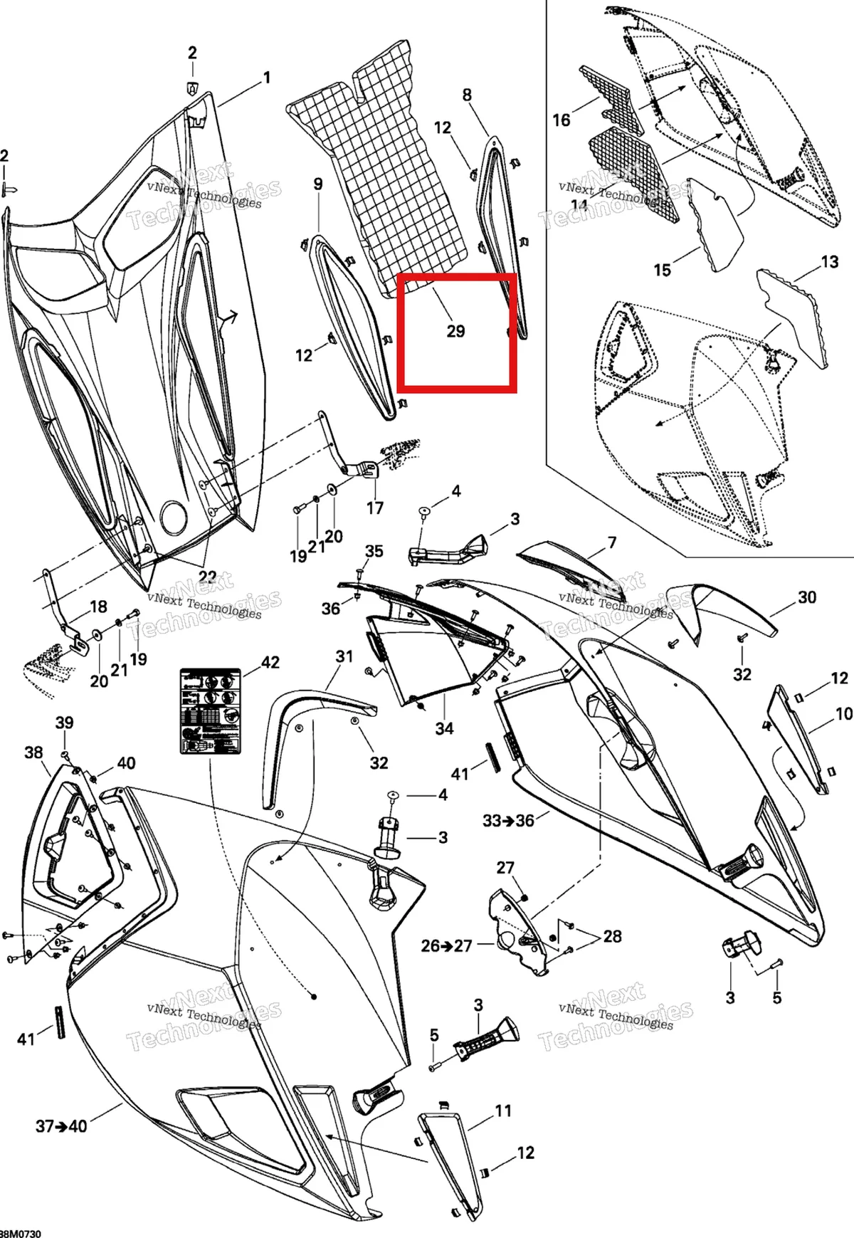Деталь 517303493 на схеме узла 2007 Ski-Doo MACH Z Adrenaline Hood