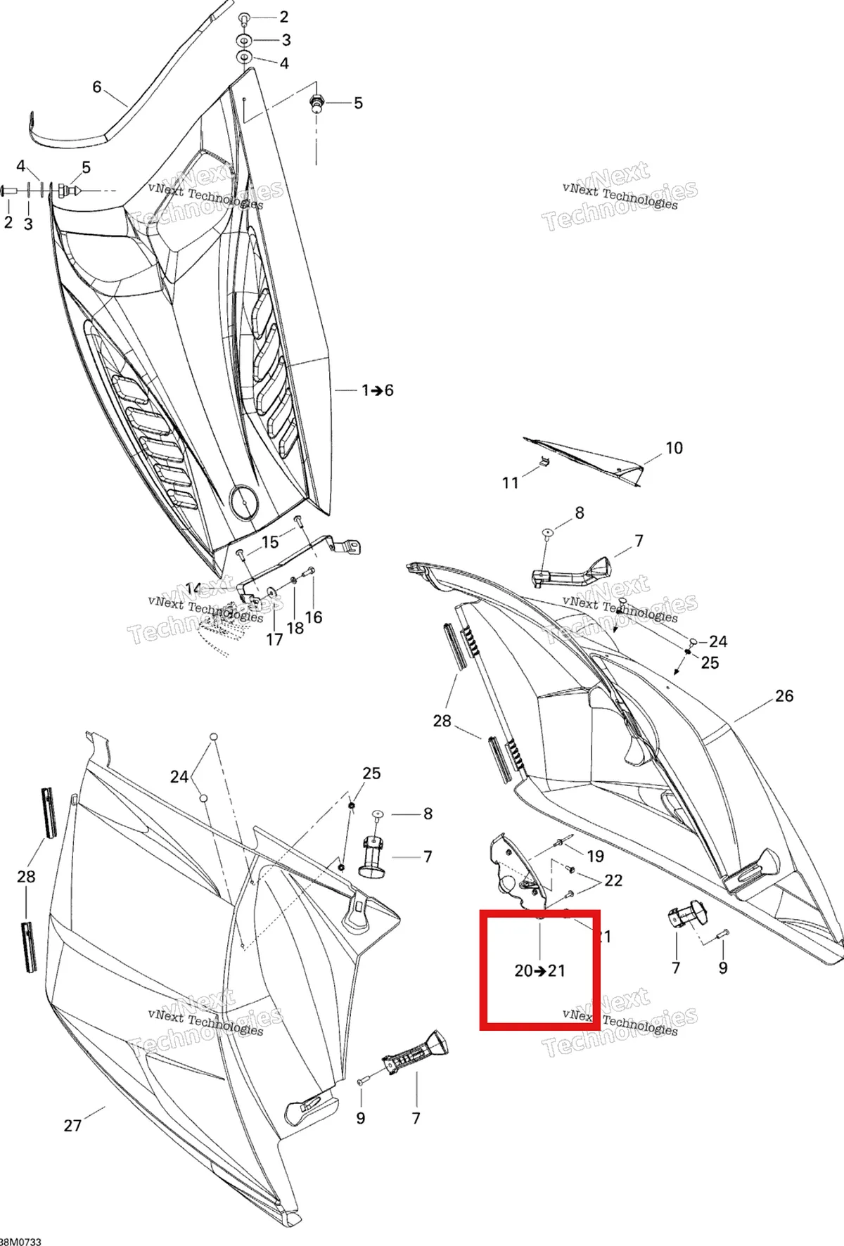 Деталь 517303512 на схеме узла 2007 Ski-Doo MX Z 440X Racing Hood