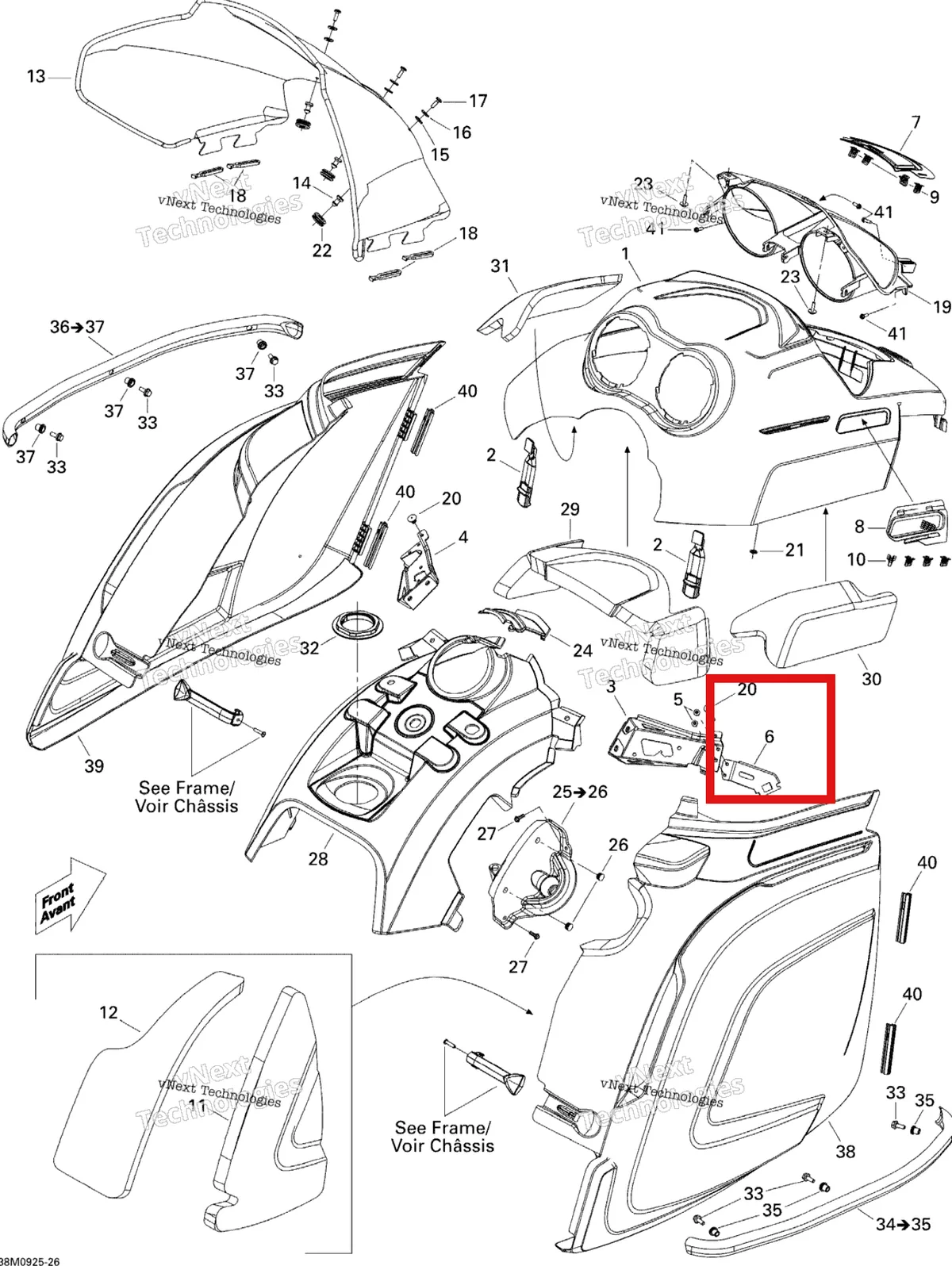 Деталь 517303517 (Держатель) на схеме узла 2009 Ski-Doo Skandic Tundra LT 550F Hood