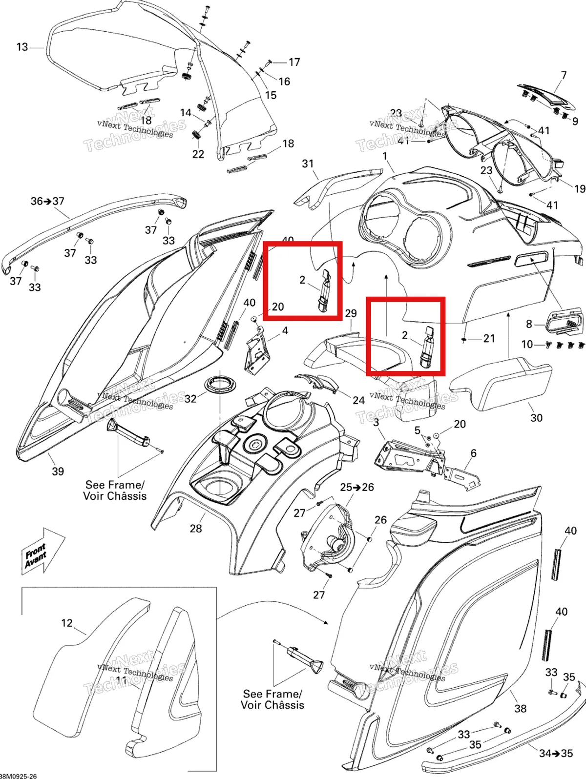Деталь 517303518 (Защёлка) на схеме узла 2009 Ski-Doo Skandic Tundra LT 550F Hood