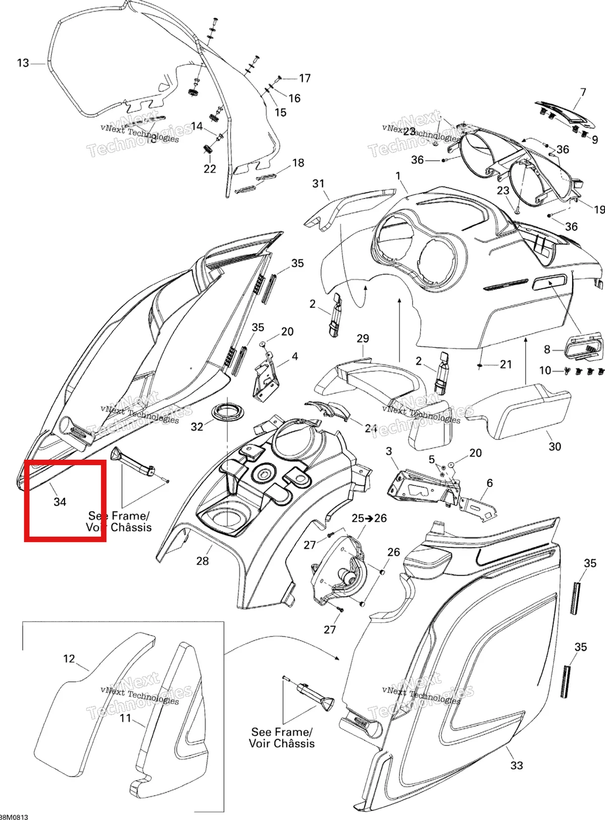 Деталь 517303540 на схеме узла 2008 Ski-Doo Expedition Sport 550F Hood