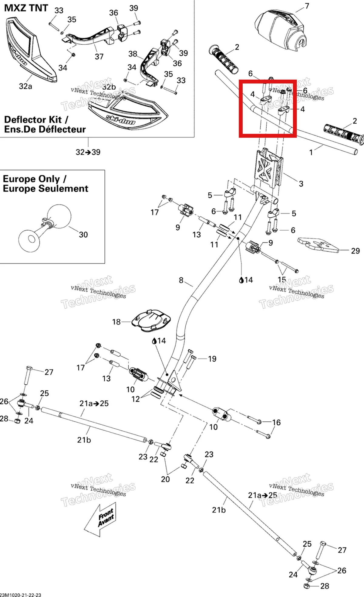 Деталь 517303591 (Суппорт) на схеме узла 2010 Ski-Doo MX Z TNT 550F Steering
