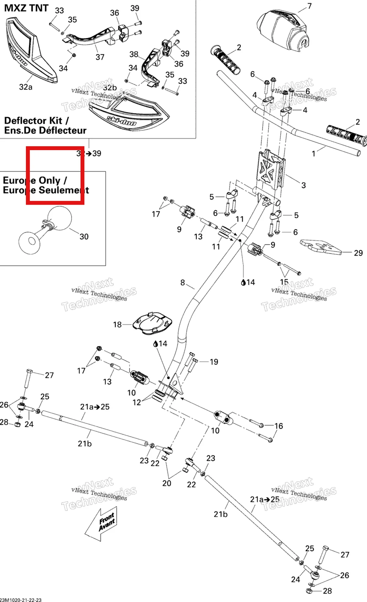 Деталь 517303623 на схеме узла 2010 Ski-Doo MX Z TNT 550F Steering