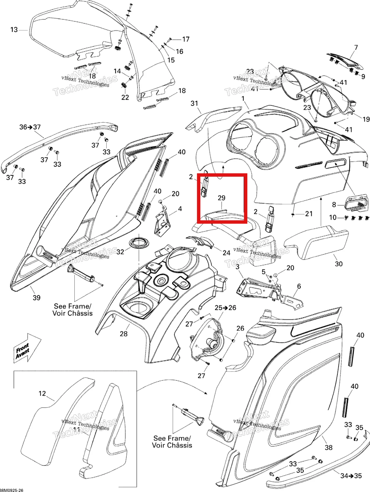 Деталь 517303664 (Деталь Hood Foam) на схеме узла 2009 Ski-Doo Skandic Tundra LT 550F Hood