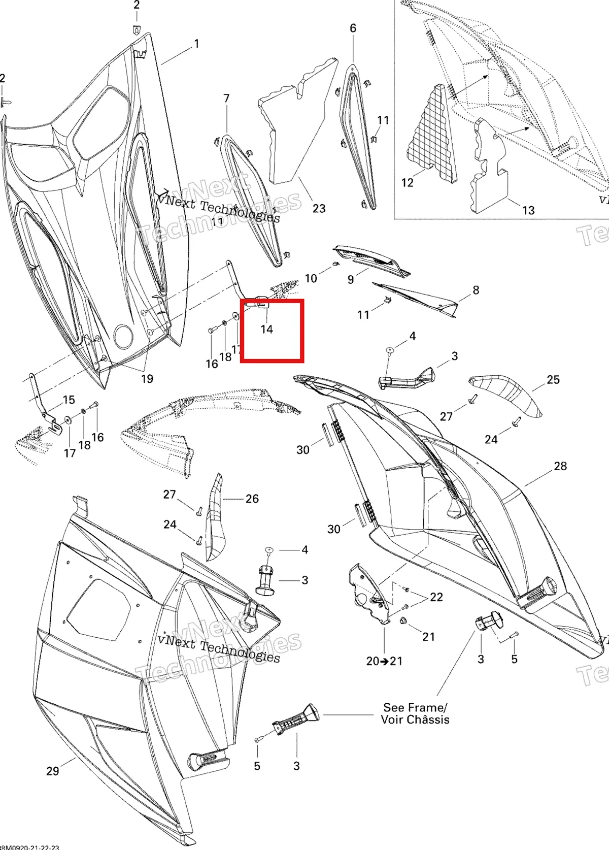 Деталь 517303668 на схеме узла 2009 Ski-Doo GSX Fan Hood