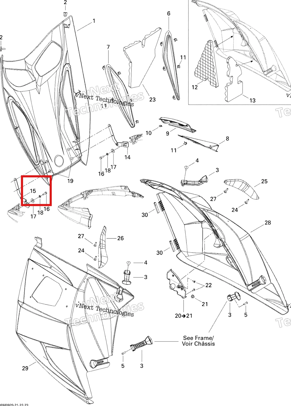 Деталь 517303669 на схеме узла 2009 Ski-Doo GSX Fan Hood