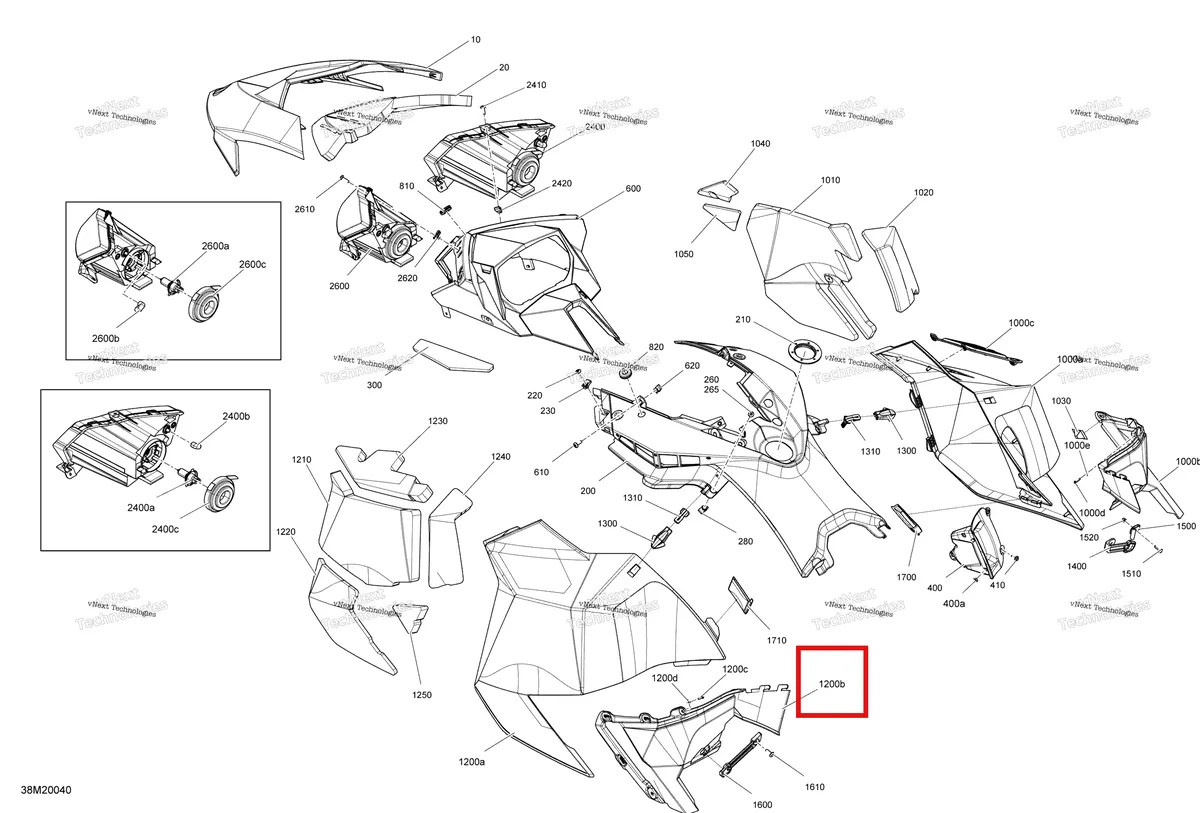 Деталь 517303673 (Деталь Lh Moulding Panel, Deep Black) на схеме узла 2020 Ski-Doo EXPEDITION SPORT 550F Body - Hood Section