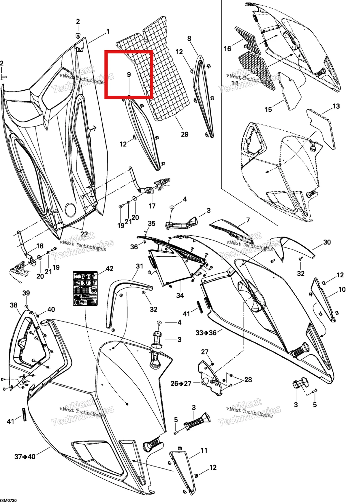Деталь 517303709 на схеме узла 2007 Ski-Doo MACH Z Adrenaline Hood