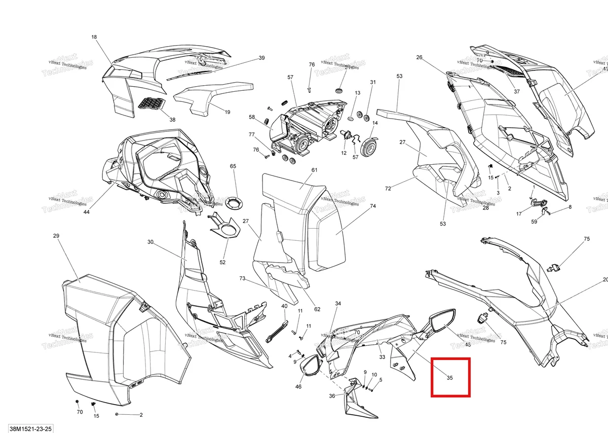 Деталь 517303799 на схеме узла 2015 Ski-Doo GSX SE 1200 XR137 Hood Se