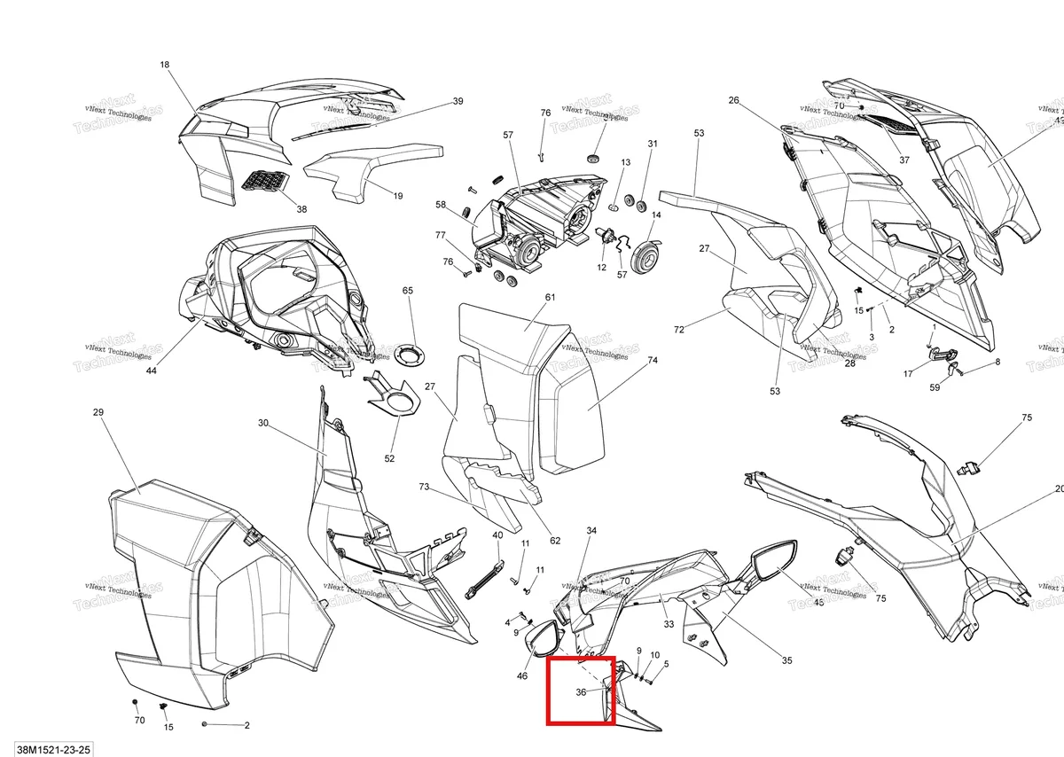 Деталь 517303800 на схеме узла 2015 Ski-Doo GSX SE 1200 XR137 Hood Se