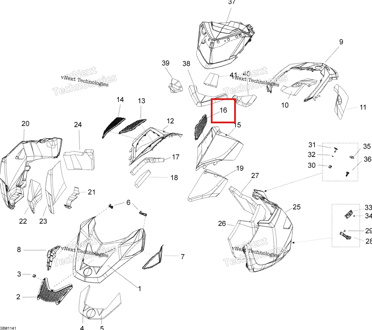 Деталь 517303839 на схеме узла 2011 Ski-Doo Expedition SE 600HOETEC XU Hood