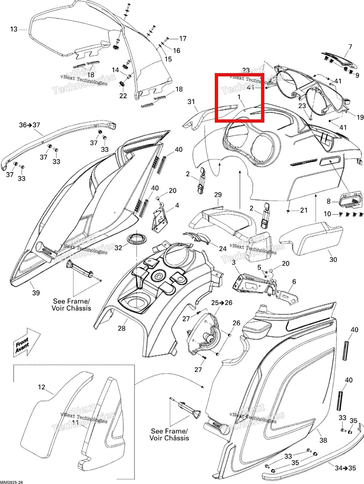 Деталь 517303846 на схеме узла 2009 Ski-Doo Skandic Tundra LT 550F Hood