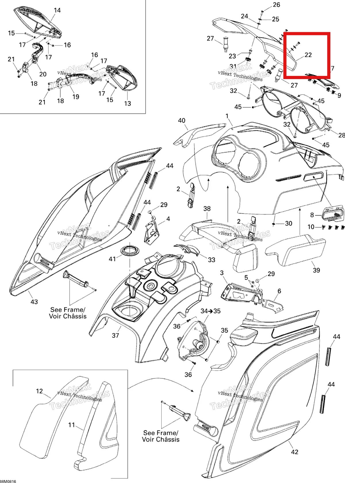Деталь 517303857 на схеме узла 2008 Ski-Doo Freestyle PARK 550F Hood