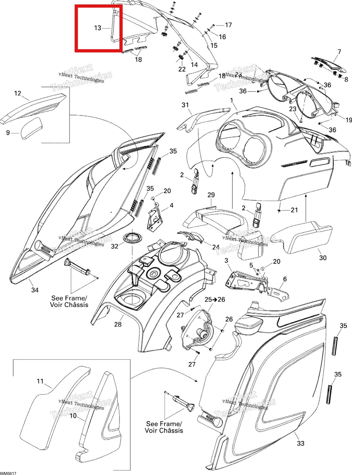 Деталь 517303862 на схеме узла 2008 Ski-Doo Freestyle SESSION 300F Hood