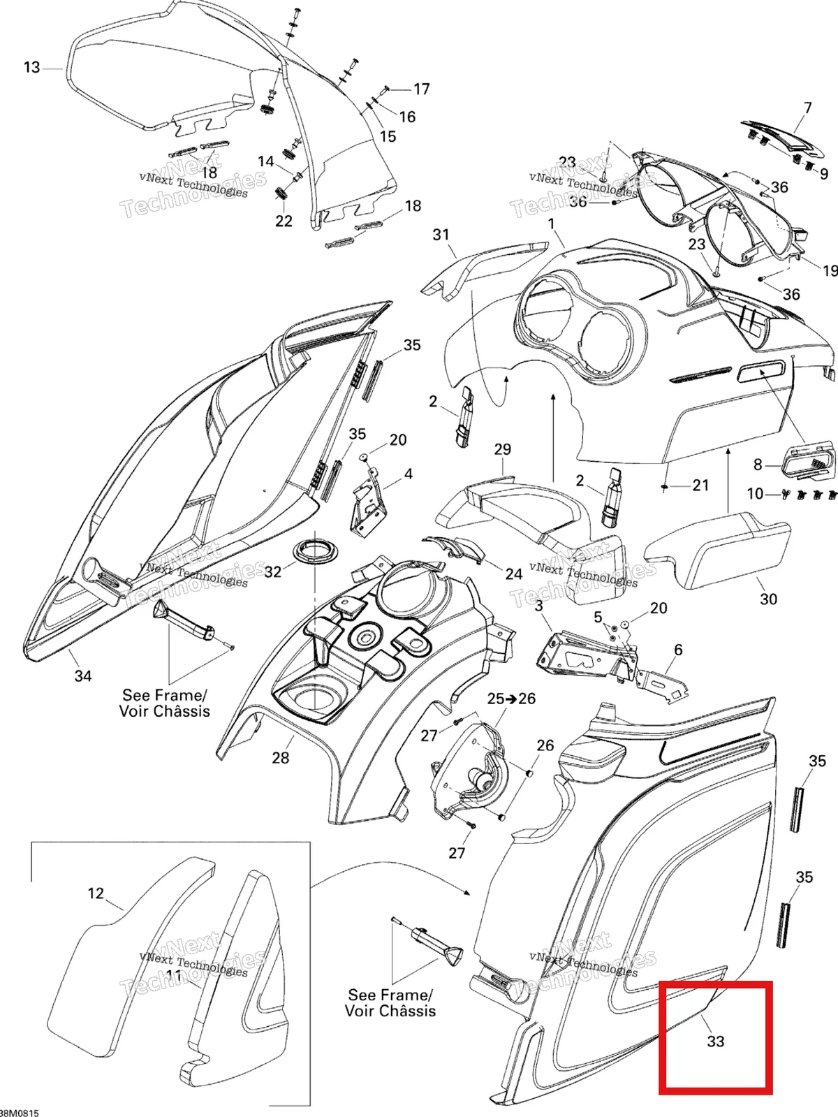 Деталь 517303864 на схеме узла 2008 Ski-Doo Freestyle Back Country 550F Hood