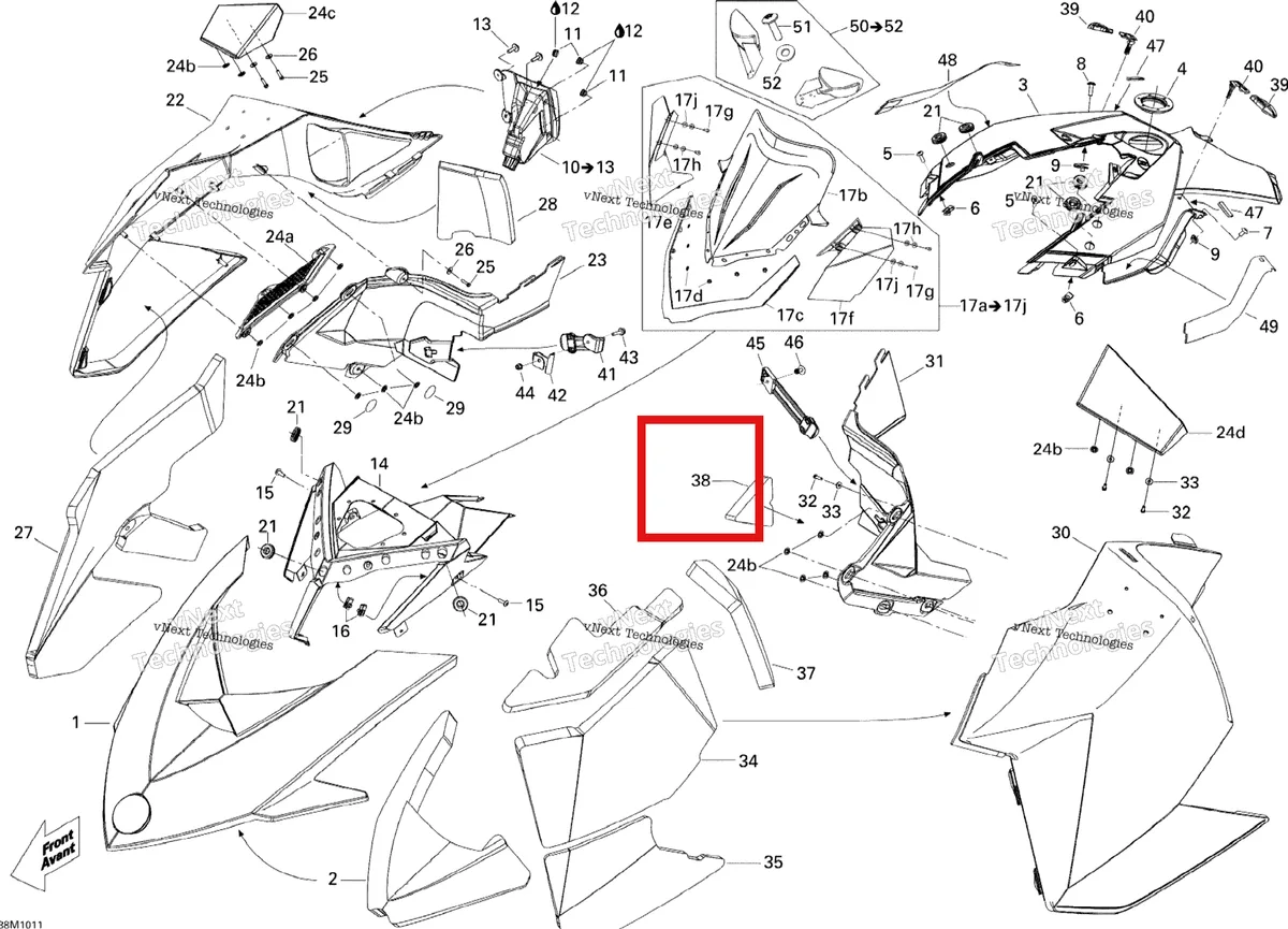 Схема применяемости: Поролон Ski-Doo Summit X 800R Power T.E.K. (2009) (517303987)