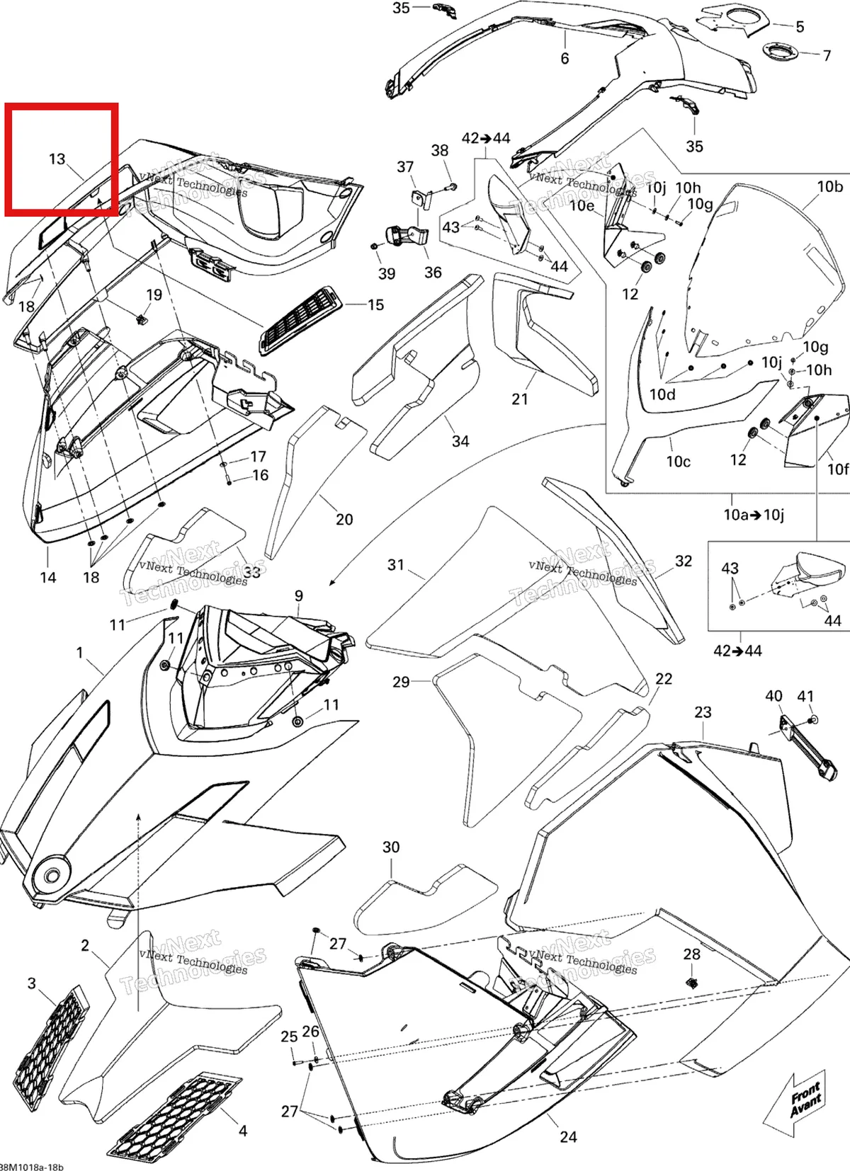Деталь 517304046 на схеме узла 2010 Ski-Doo GSX SE 1200 Hood Se 1200