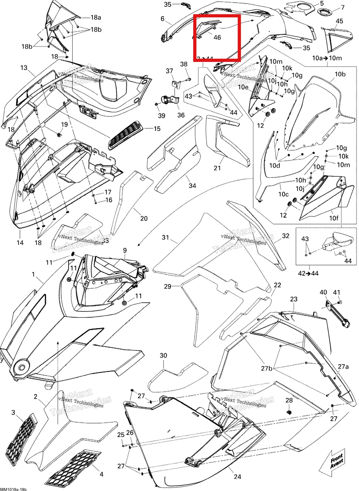 Деталь 517304084 на схеме узла 2010 Ski-Doo Grand-Touring SE 1200 Hood Se