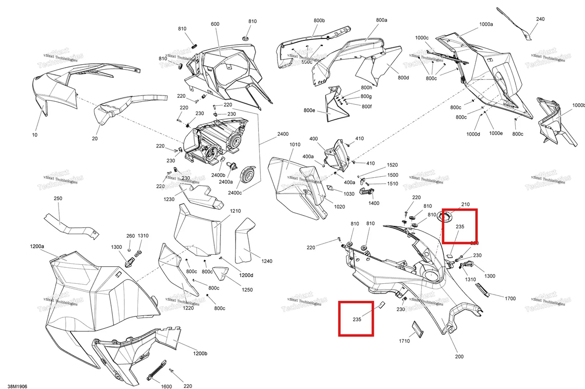 Деталь 517304105 (Деталь Console Decal) на схеме узла 2019 Ski-Doo SUMMIT 600 CARB Hood 600 Carb