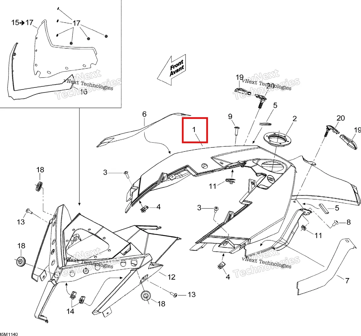 Деталь 517304127 на схеме узла 2011 Ski-Doo MX Z X 600RS Windshield And Console