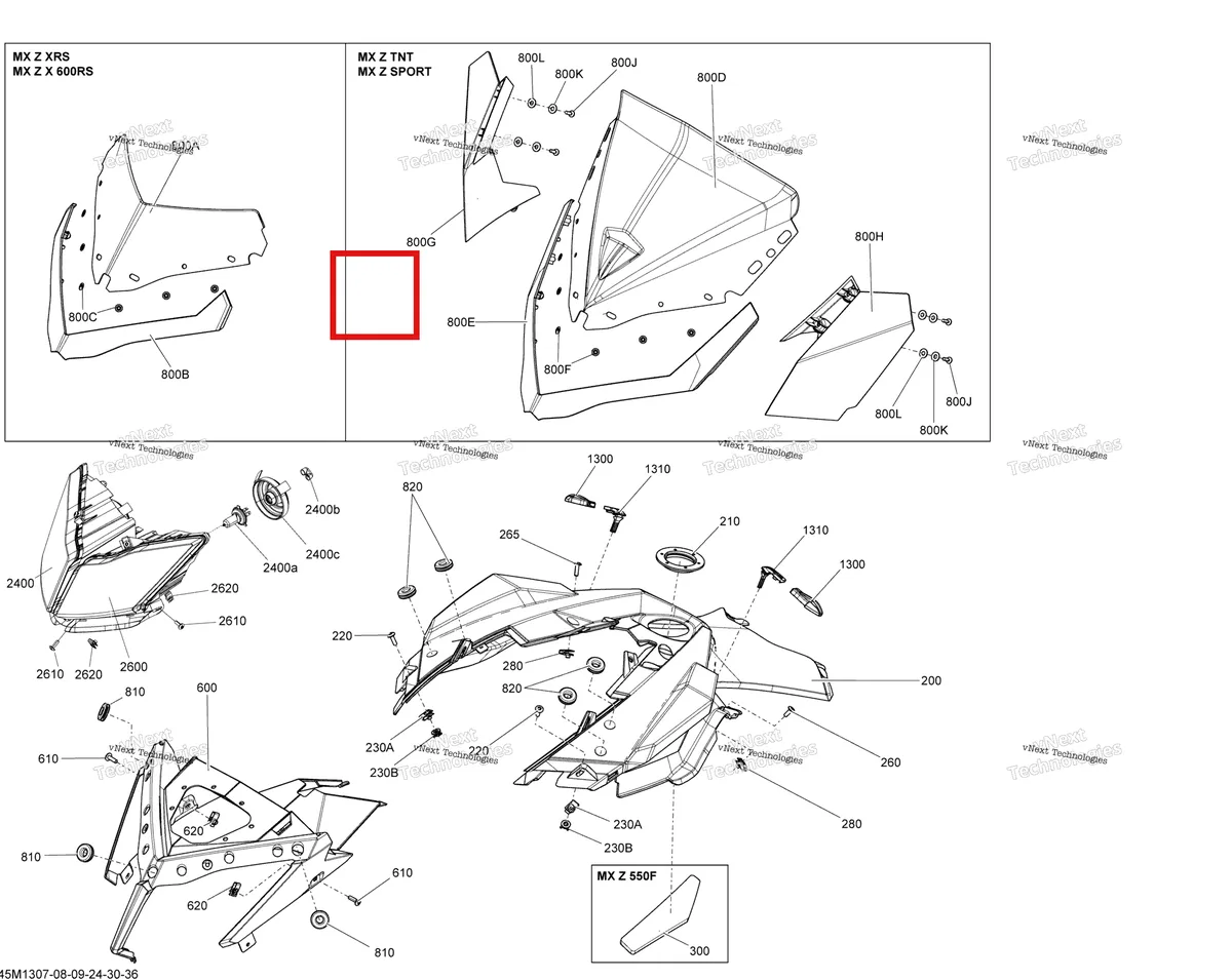 Деталь 517304226 на схеме узла 2013 Ski-Doo MXZ X 600RS XP Windshield And Console