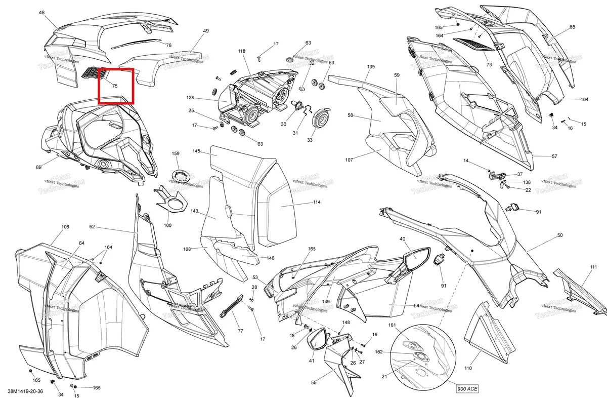 Деталь 517304242 на схеме узла 2014 Ski-Doo GRAND TOURING LE 12004TEC XR Hood, Windshield And Console