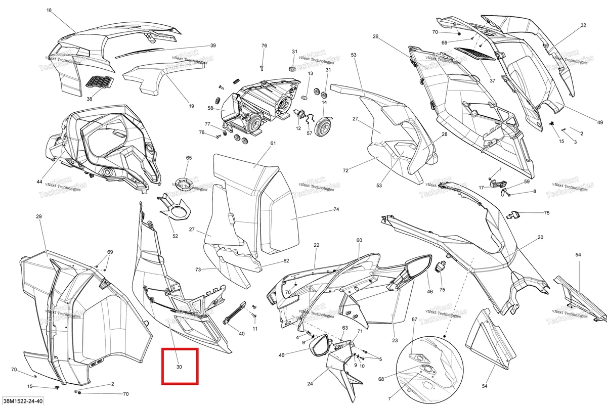 Деталь 517304362 (Деталь Foam Rh) на схеме узла 2015 Ski-Doo GRAND TOURING LE 1200 XR137 Hood Le