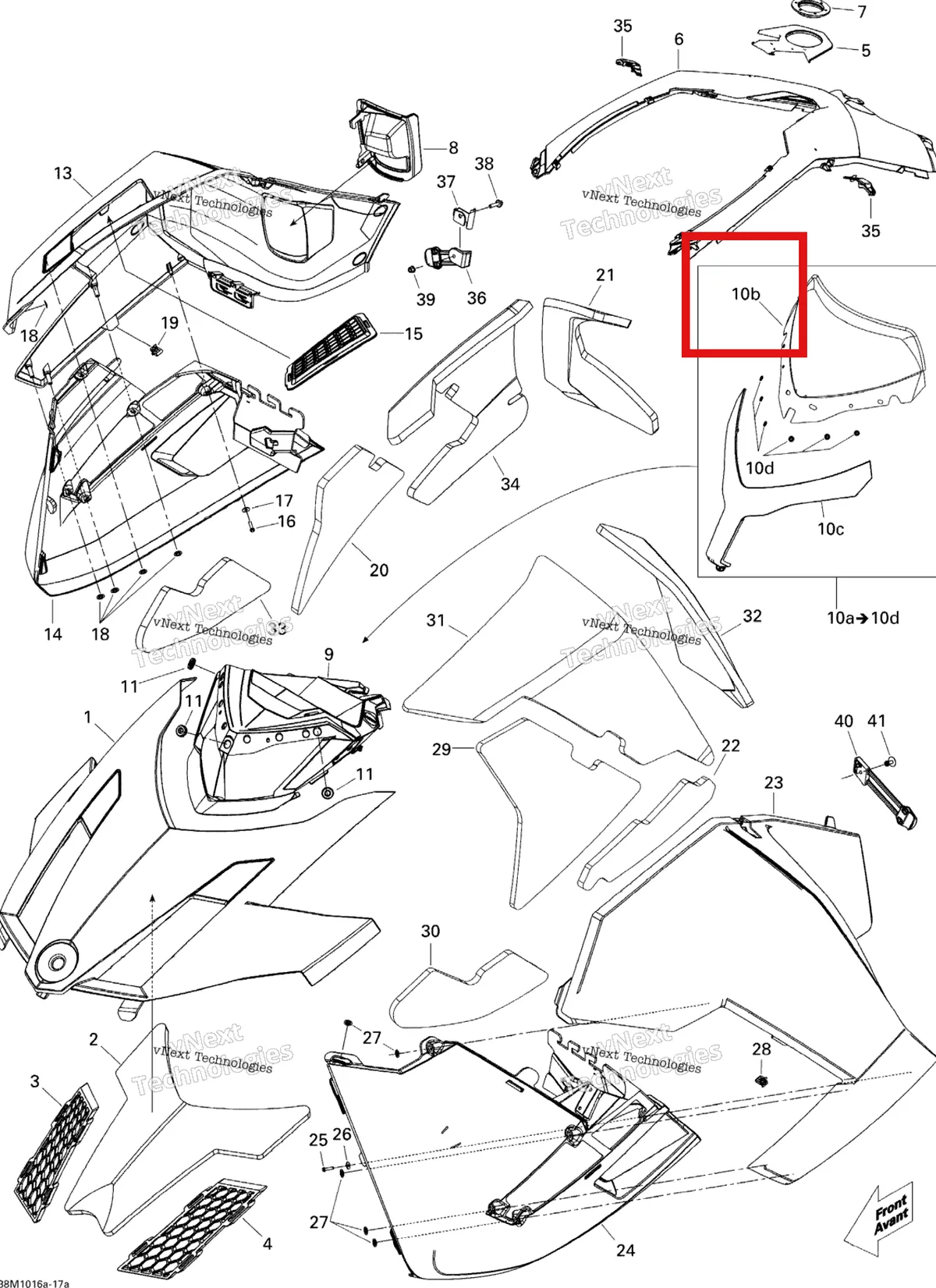 Деталь 517304387 на схеме узла 2010 Ski-Doo Renegade X 1200 Hood Renegade X