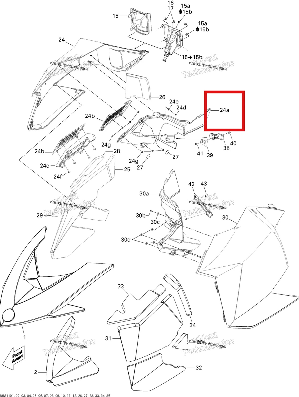Деталь 517304420 на схеме узла 2011 Ski-Doo Renegade BackCountry, BackCountry X 600HO ETEC Hood