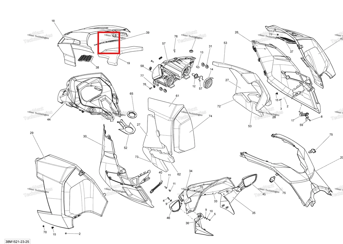 Деталь 517304591 на схеме узла 2015 Ski-Doo GSX LE 1200 XR137 Hood Le
