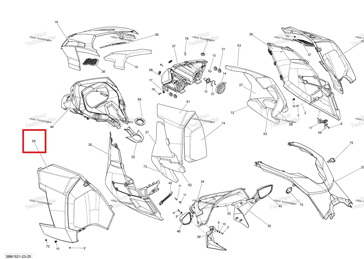Деталь 517304601 на схеме узла 2015 Ski-Doo GSX SE 1200 XR137 Hood Se
