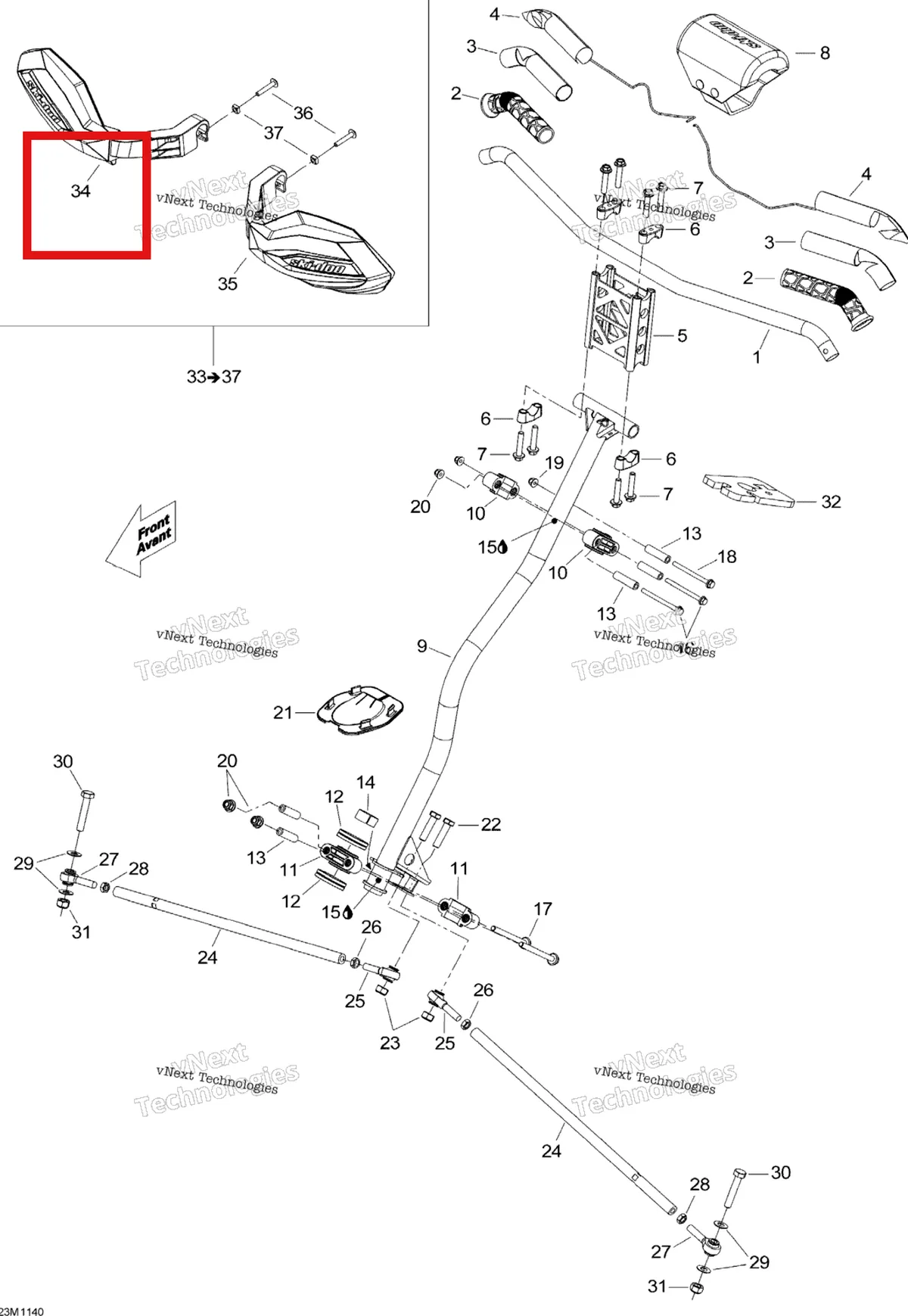 Деталь 517304656 на схеме узла 2011 Ski-Doo MX Z X 600RS Steering