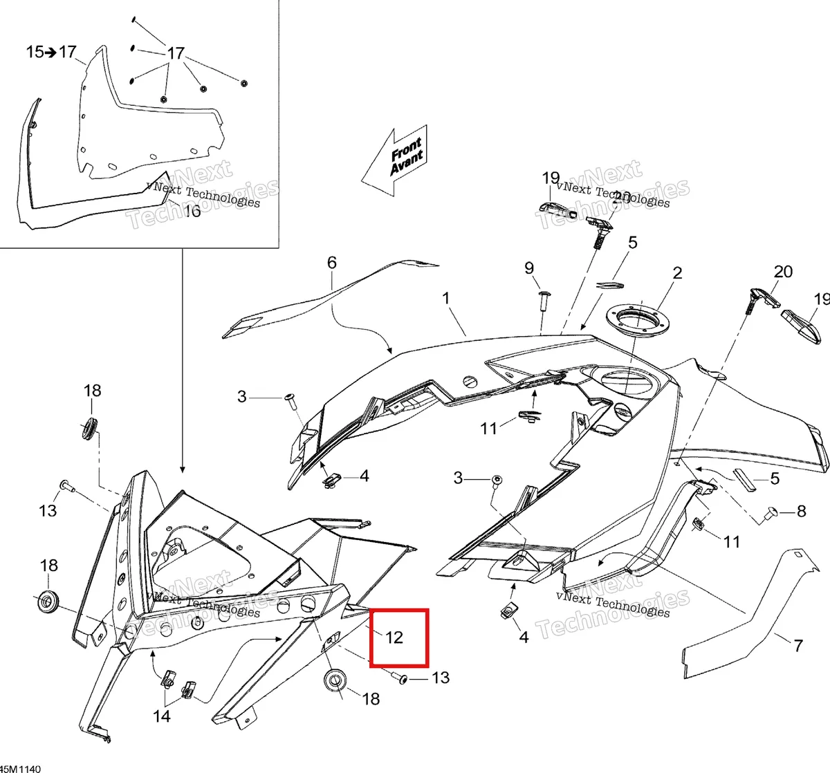 Деталь 517304699 (Деталь Indicator Support) на схеме узла 2011 Ski-Doo MX Z X 600RS Windshield And Console