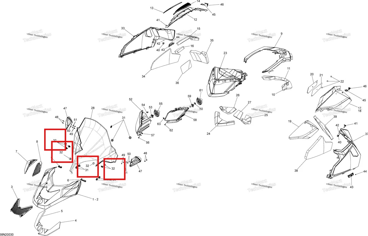 Деталь 517304744 (Ручка) на схеме узла 2020 Ski-Doo SKANDIC WT 550F Body - Hood Section - Skandic - 550F