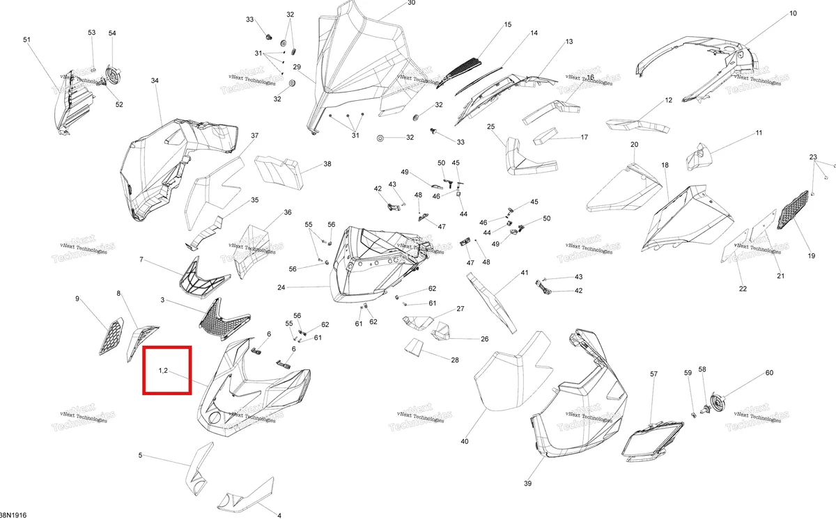 Деталь 517304812 (Деталь Hood, Black. Ce/eur Models) на схеме узла 2019 Ski-Doo EXPEDITION XTREME 800R E-TEC Hood